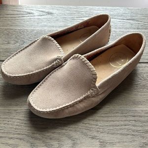 Jack Rogers suede loafers, tan, size 10
